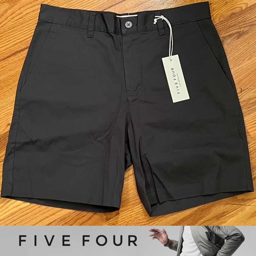 Five Four Los Angeles Mens Gray Cheshire Chino Shorts Modern Asphalt